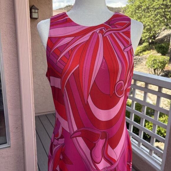 Farm Rio Women Large Endless Floral Tulle Midi Dress Pink Toucan Tropical Hawaii - Picture 5 of 16